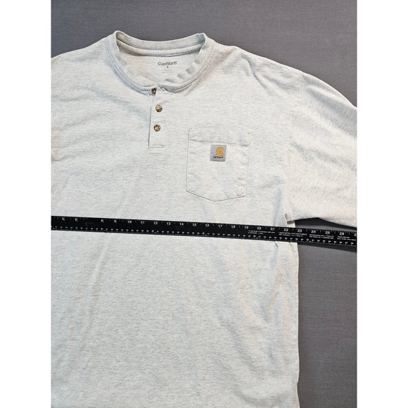 Carhartt Mens Long Sleeve Henley T Shirt Pocket Gray Size L Cotton Blend - Picture 5 of 6